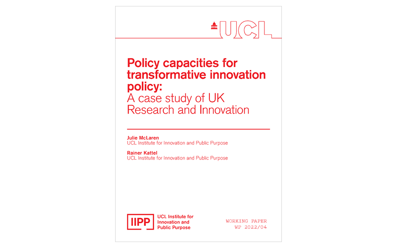 Policy capacities for transformative innovation policy front cover