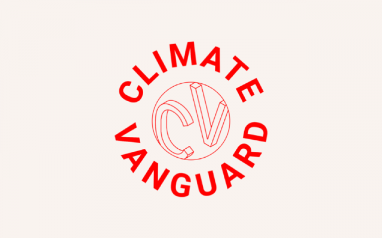 Climate Vanguard logo in red on white