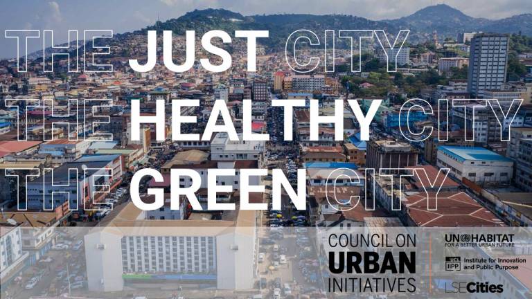 The just city. The healthy city. The green city. Council on Urban Initiatives flyer.