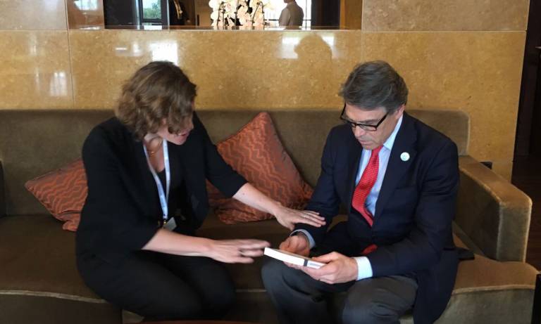 Mariana Mazzucato with Rick Perry, US Energy Secretary