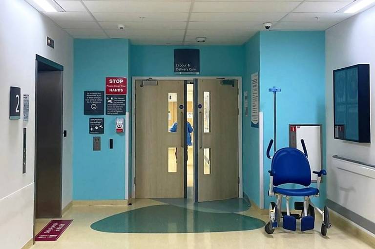 Doors to the maternity ward at UCLH