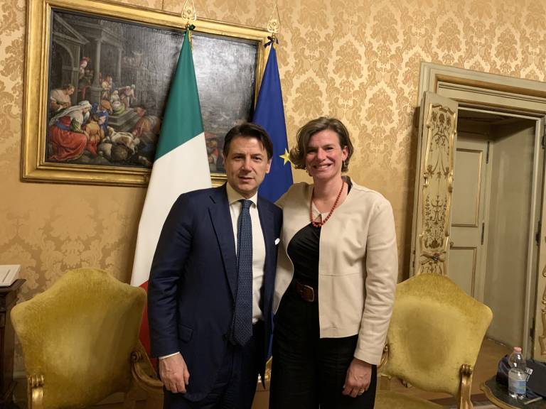 Professor Mariana Mazzucato with former Italian President Guiseppe Conte