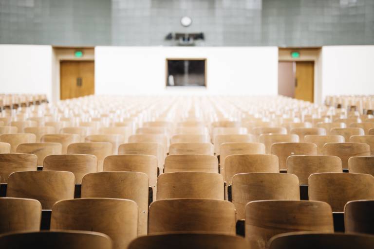 An image of an empty lecture hall - credit to Nathan Dumlao 
