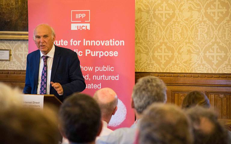 Vince Cable gives the keynote speech at IIPP workshop at the House of Lords
