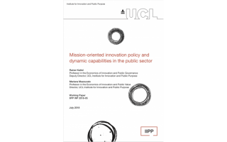 Cover of the working paper, Mission-oriented innovation policy and dynamic capabilities in the public sector