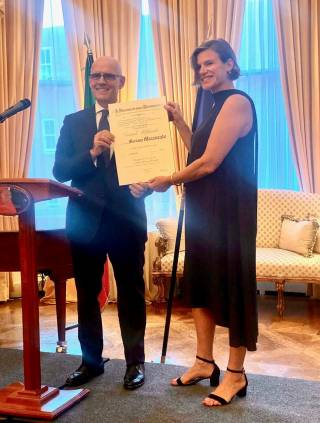 Professor Mariana Mazzucato with Italian Ambassador Raffaele Trombetta