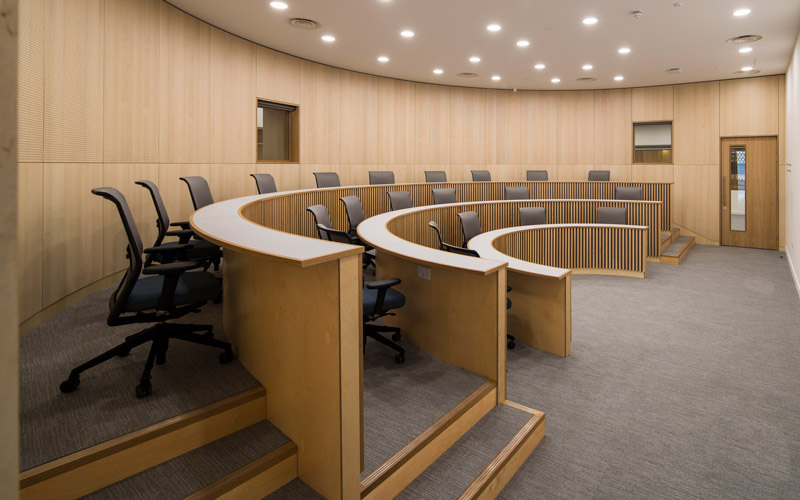 One of two Harvard-style lecture theatres in the Bartlett Real Estate Institute at UCL Here East