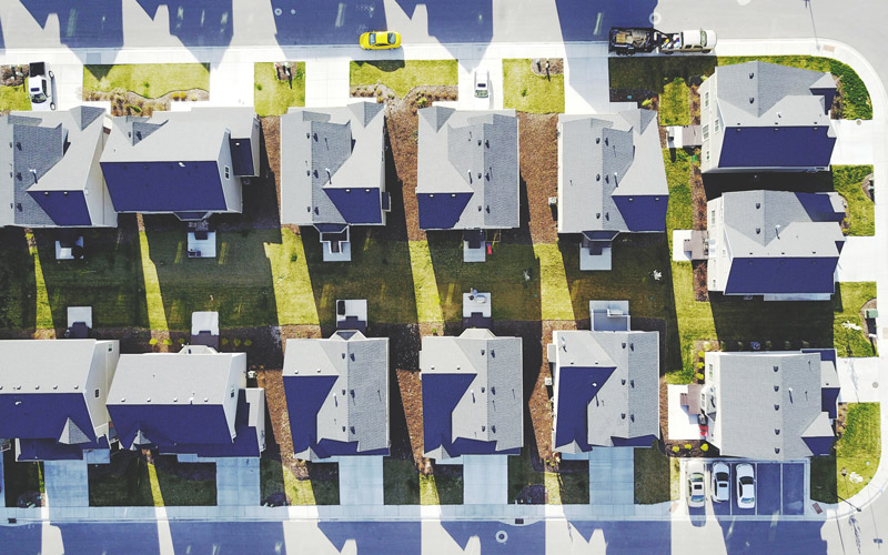 American-style large houses photographed from above