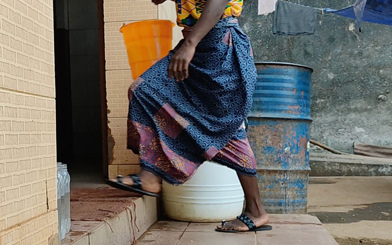 Stepping into a public toilet block in Freetown, Sierra Leone. Image credit: N. Leblond 