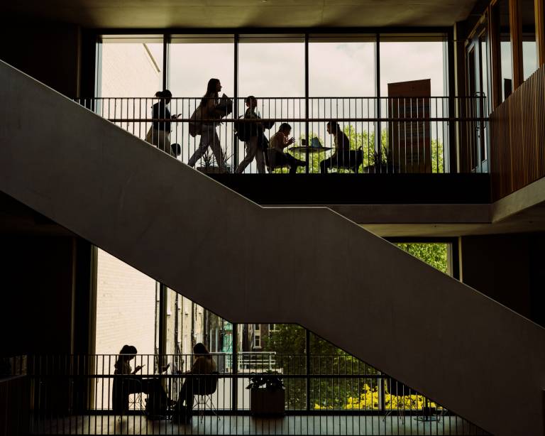 UCL staircase and students
