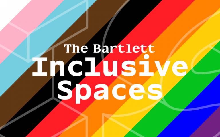 Rainbow coloured Inclusive Spaces logo