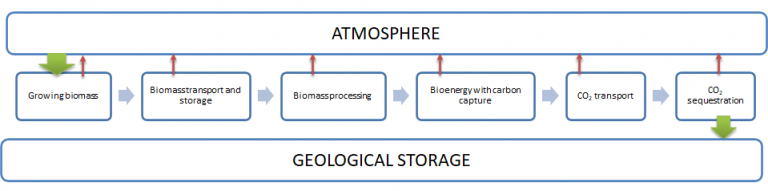 Diagram Schematic view of the carbon balance along a full BECCS supply chain
