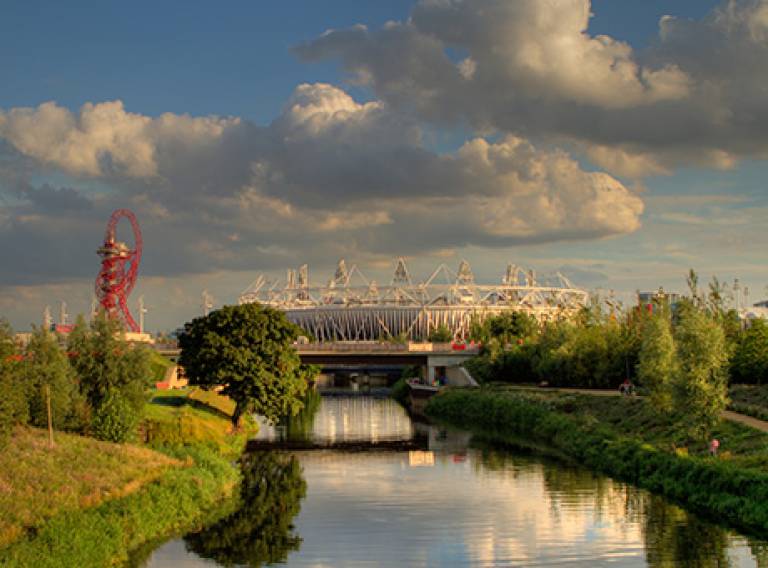 View of the Olympic Park and the River Lea