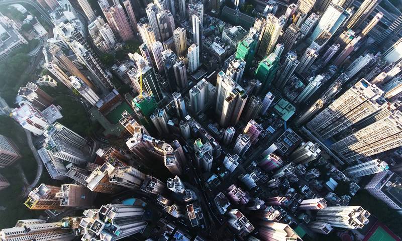 High rise buildings from above