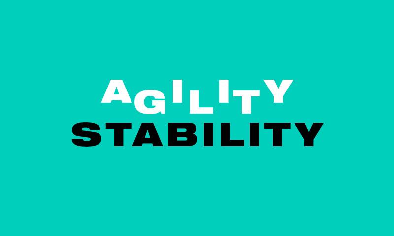Graphic design that reads "agility stability"