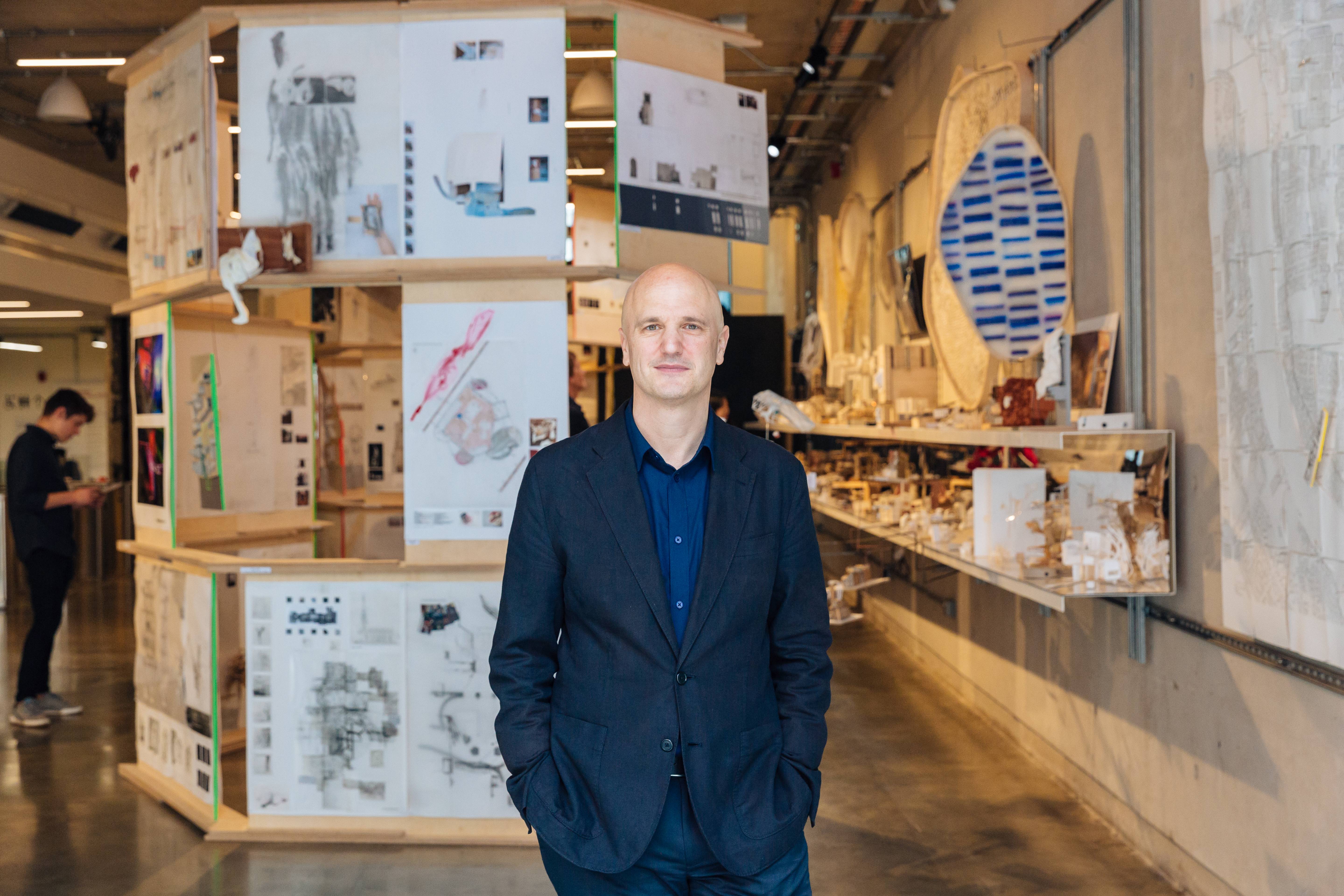 A portrait of Christoph Lindner taken at The Bartlett School of Architecture.