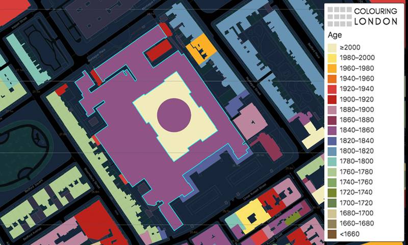 Colouring London's digital interface looks like a map with colour-coded buildings