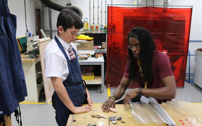 Students from Mossbourne Academy work on making door handles in their after school club with The Bartlett School of Architecture