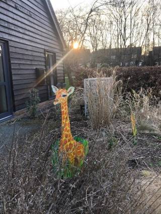 Giraffe statue in garden