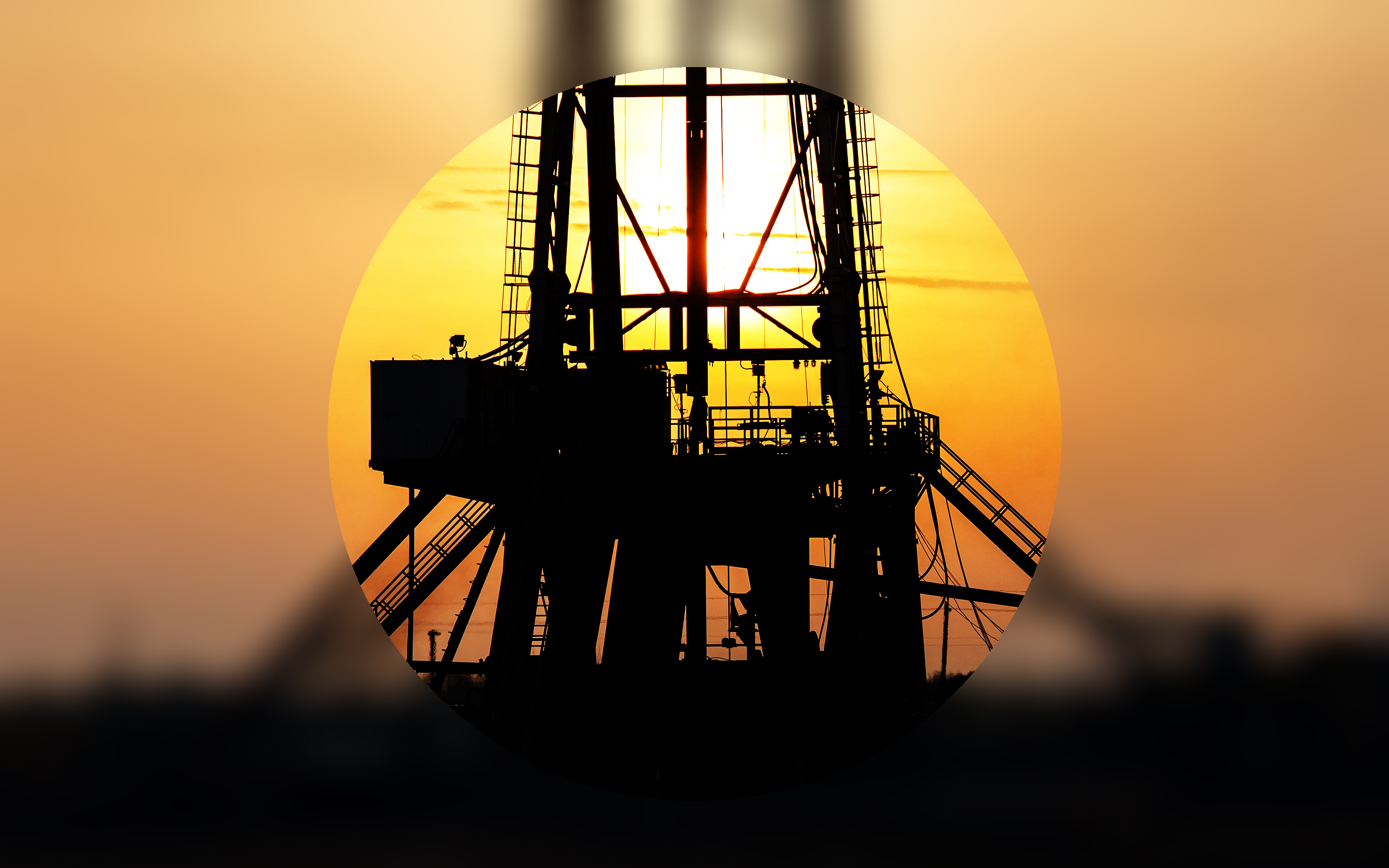 Drill with sunset blurred