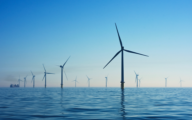 Wind turbines in the sea 