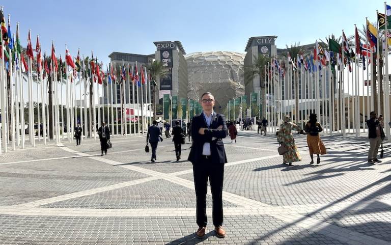 Yaroslav Melekh at the entrance to COP28