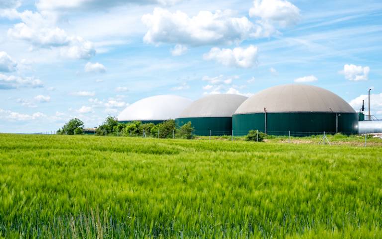 Biogas plant next to fields