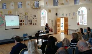 a talk at the St Panteleimon Hellenic College in Harrow