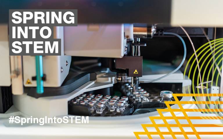 Microfluidics Spring Into Stem flyer with fluid handing machine