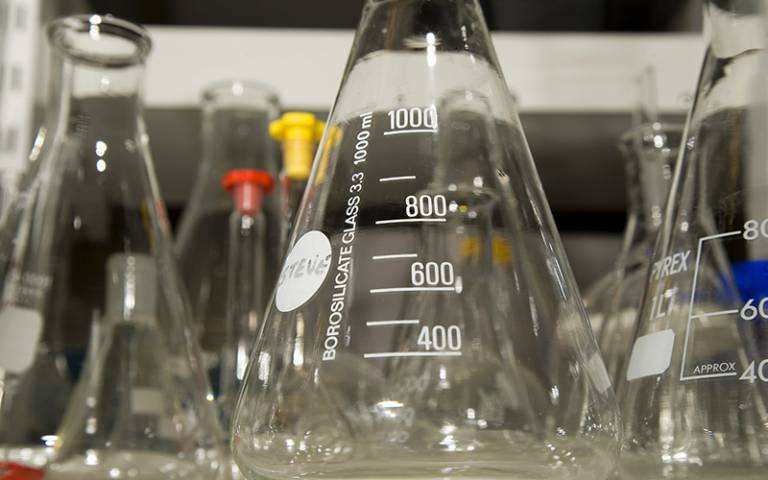 glass flask in laboratory