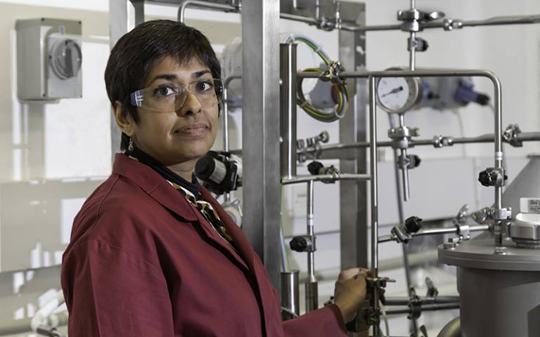 Dr Ranna Eardley-Patel in UCL Biochemical Engineering laboratory