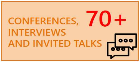 Over seventy conferences, interviews and talks