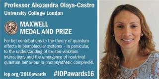 Alexandra Olyaya-Castro receives 2016 award from Institute of Physics