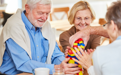 older couple with dementia blocks