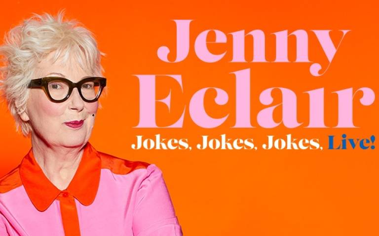 Photo of Jenny Eclair and the text: Jenny Eclair: Jokes Jokes Jokes Live!