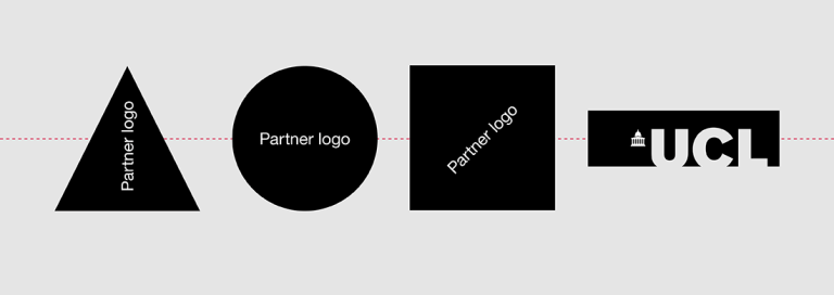 UCL and partners logos example side-by-side on horizontal axis