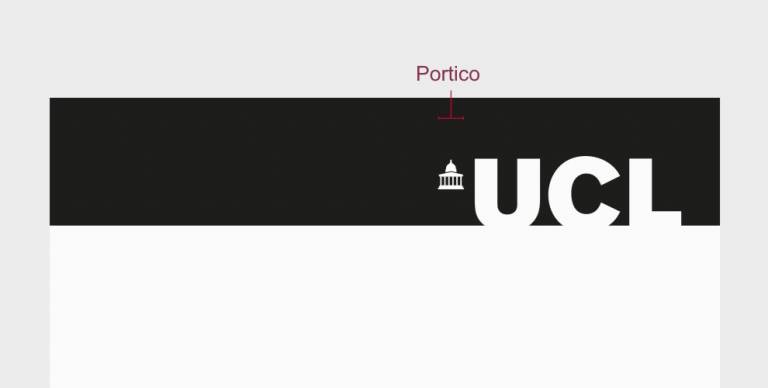 UCL banner with label for portico