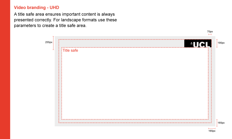Title safe area example for UHD video content