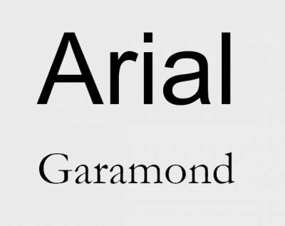 Arial and Garamond in words