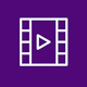 icon media play button - purple square