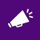 icon megaphone - purple square
