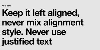 Keep it left aligned, never mix alignment style. Never use justified text.