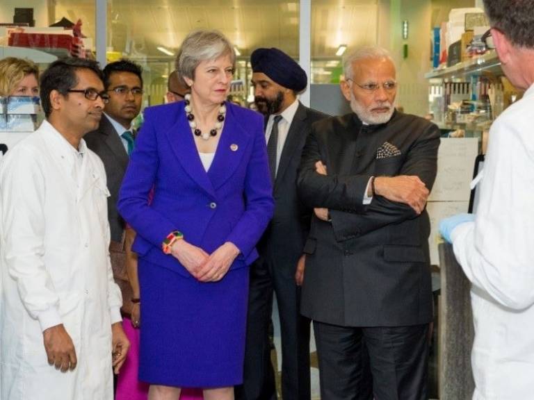 Raju Veeriah with  Nahendra Modi and Theresa May