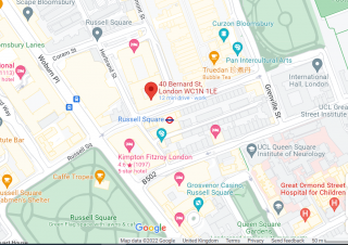 Map screenshot of 40 Bernard Street. 