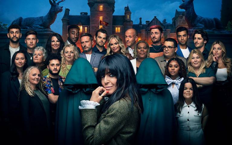The cast of The Traitors, including host Claudia Winkleman. 