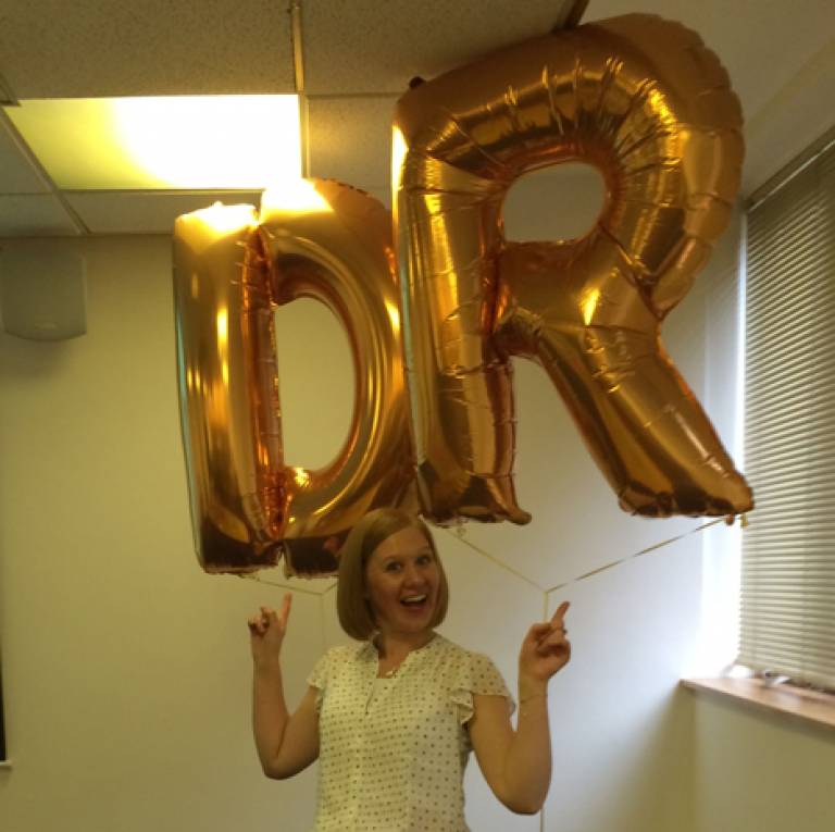 Amanda with PhD Balloons…