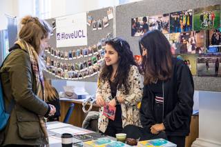 Students at the #loveUCL stand at the opportunities fair