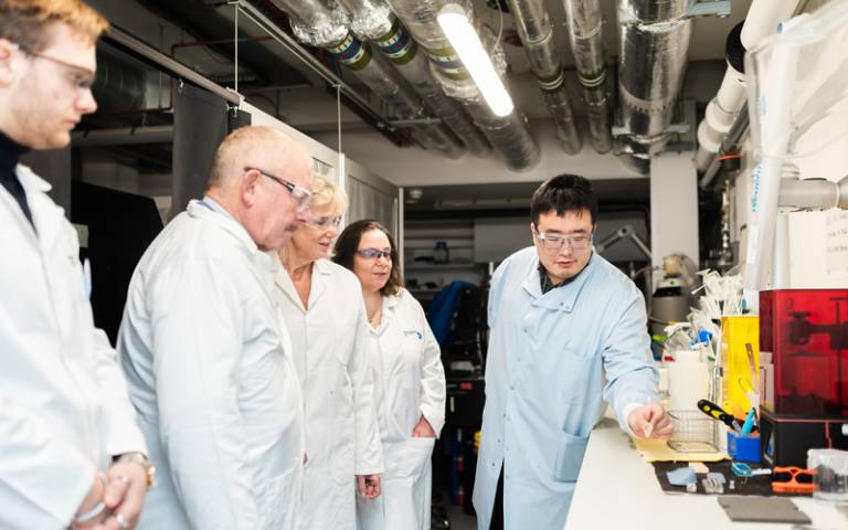 Image of Alumni reviewing lab facilities at UCL Chemical Engineering