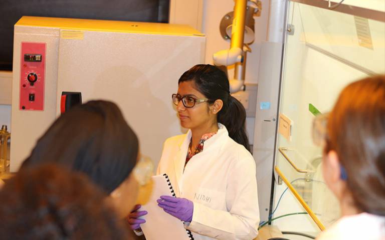 Nidhi Kapil talks about cnie research to a-level students