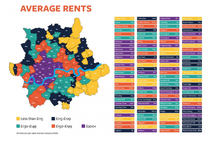 Average London rent map